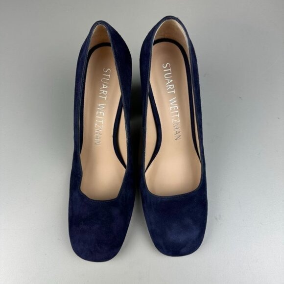 Stuart Weitzman Curveblock 85 Pumps in Nice Blue - Picture 3 of 7
